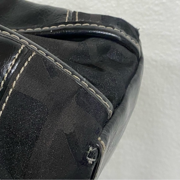 Nine & Co. Leather Canvas Baguette Bag Shoulder Strap Women's Mini Purse Tote - Picture 3 of 16